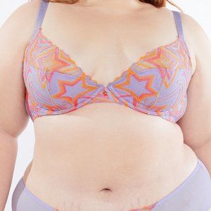 Shining Star Embroidered Bra Purple and Orange Medium Coverage NWT